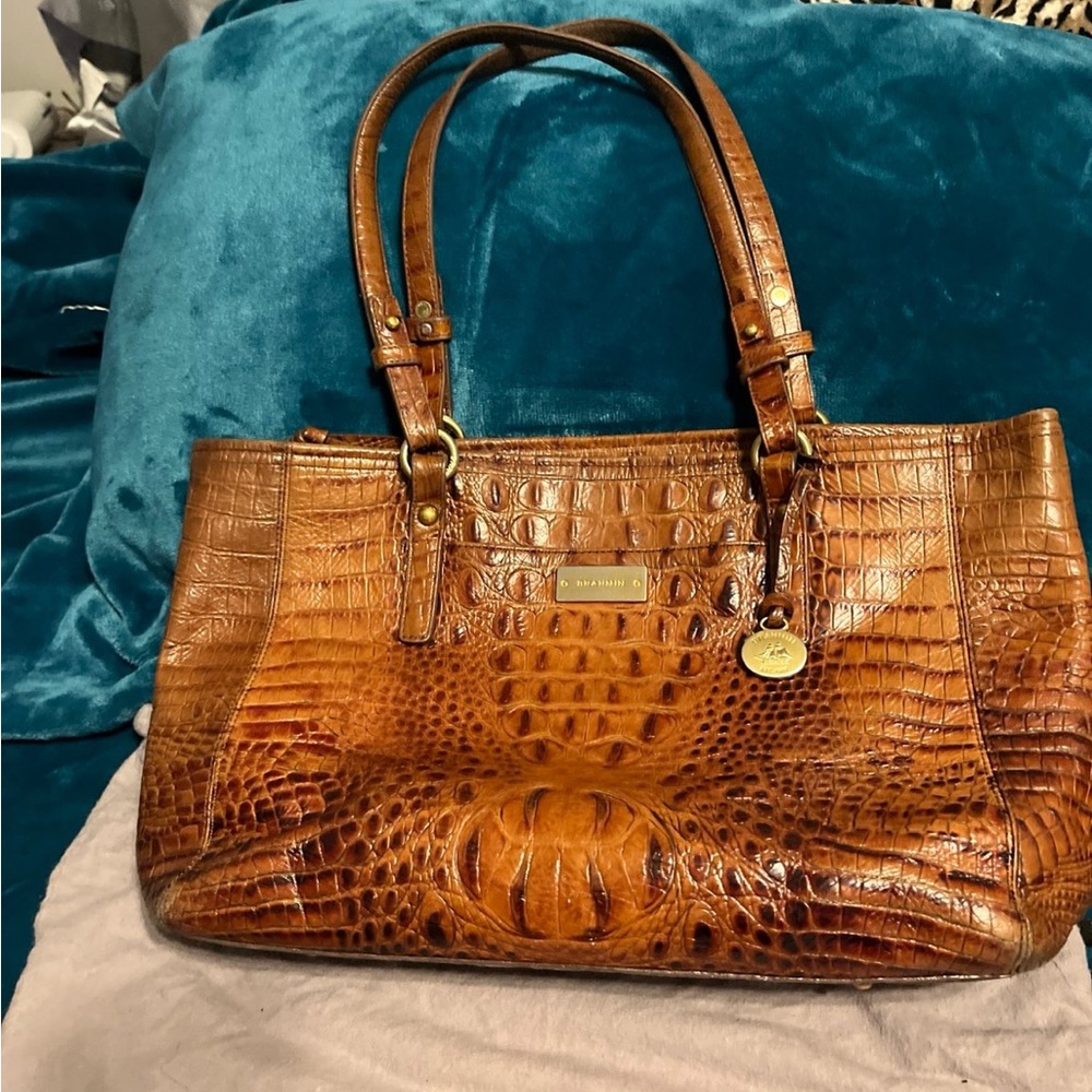 Brahmin Crocodile Embossed Leather Tote Bag